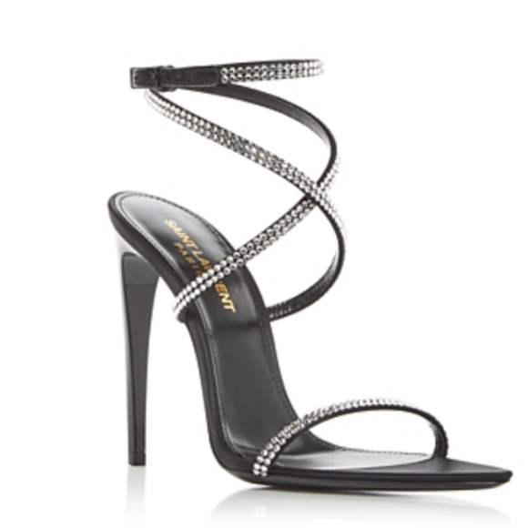 YSL Gippy Crystal Ankle-Strap Sandals Size US 9 EU 39 NWT - Picture 1 of 2